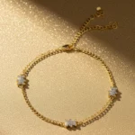 ✨Bracelet Chaîne et Oursons Scintillants💎Acier Inoxydable de Haute Qualité
