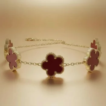 Bracelets en Acier Inoxydable 5 trèfles - Doré & Bordeaux
