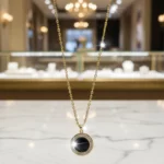 ✨Collier Doré Pendentif "Éclipse Scintillante"💎Acier Inoxydable de Haute Qualité