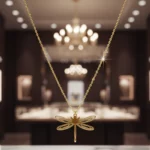 ✨Collier "Libellule Dorée" Aérienne💎Acier Inoxydable de Haute Qualité