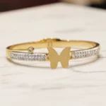 ✨Bracelet Jonc Doré "Papillon Scintillant"💎Acier Inoxydable de Haute Qualité