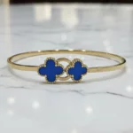 ✨Bracelet Jonc Doré "Quatre-Feuilles Majorelle"💎Acier Inoxydable de Haute Qualité