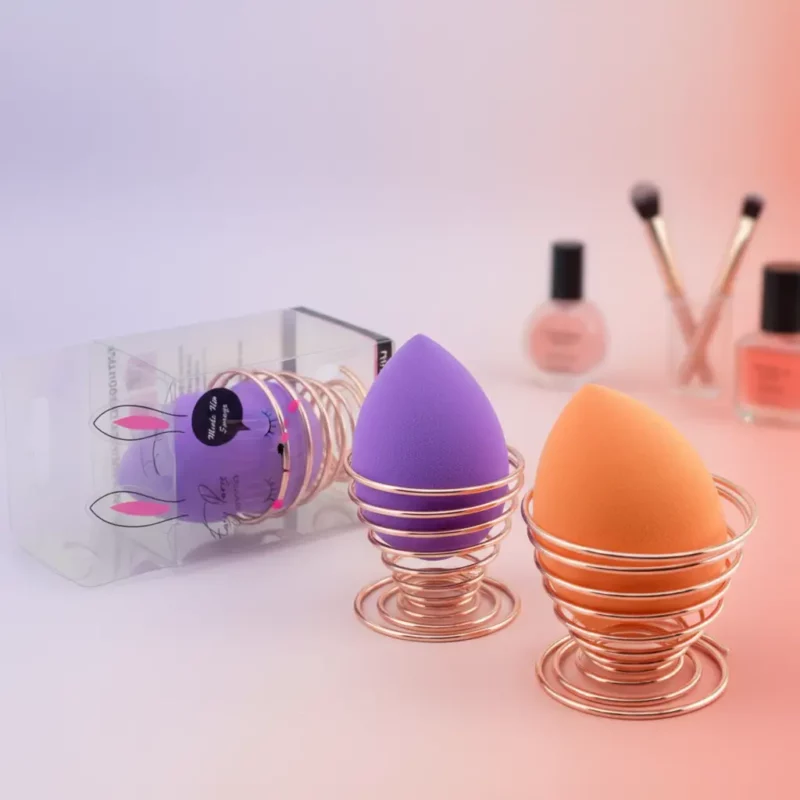 🐰Lot de 12 (soit 1,25€ Pièce) : Éponge Maquillage Goutte + Support (Métallisé) – L'Accessoire Indispensable ! 💖