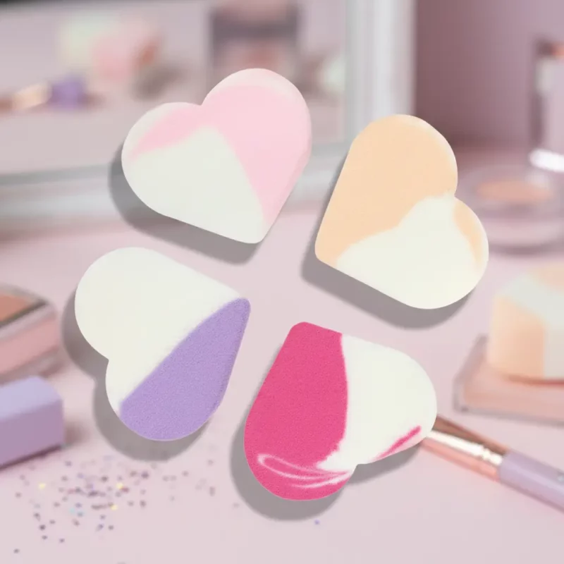 💜Lot de 12 (soit 0,80€ Le Paquet de 4) :  Éponges Maquillage Cœur Bicolore (Lot de 4) – Un Teint Parfait avec Amour ! 💖