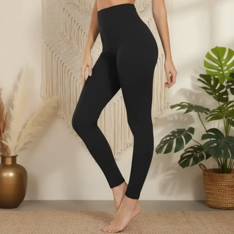 Legging Taille Haute Sculptant Sans Couture & Thermique Haute Qualité Noir