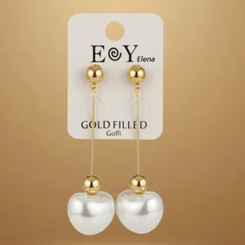 💖 Boucles d'Oreilles Haut de Gamme "Cœur de Perle" Tombantes - Finition Dorée Tendance ✨ – Image 2