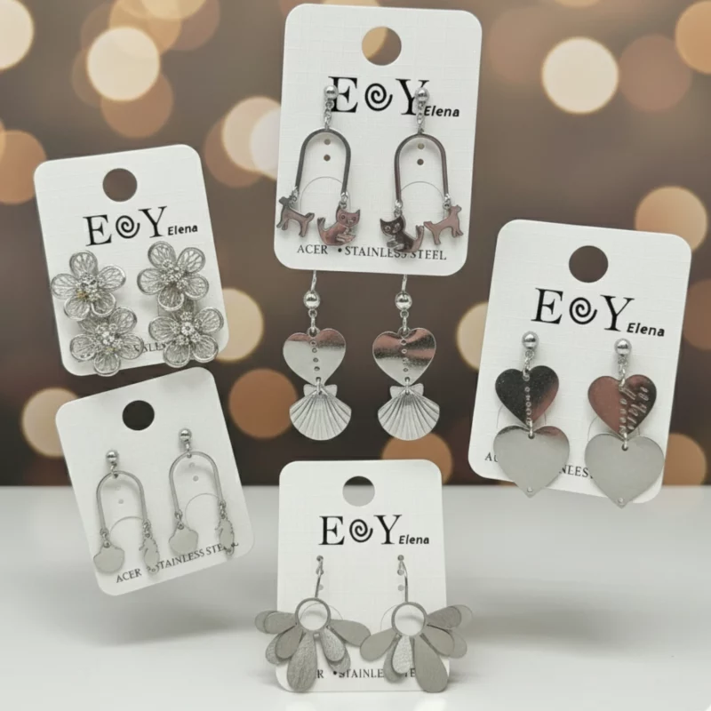 Lot de 10 (soit 1,99€ l’unité) : Paires de Boucles d'Oreilles Argentées En Acier Inoxydable - Collection "Éclats d'Argent & Tendances" ☀️🎁