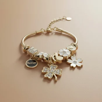 ✨Lot de 6 Couleurs Mélangées (2,80€ Pièce) : Bracelet Charm's Tendance "Porte-Bonheur & Éternité" - Acier Inoxydable 🍀💖 – Image 5