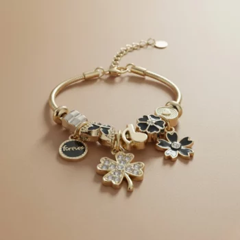 ✨Lot de 6 Couleurs Mélangées (2,80€ Pièce) : Bracelet Charm's Tendance "Porte-Bonheur & Éternité" - Acier Inoxydable 🍀💖 – Image 4