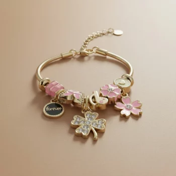 ✨Lot de 6 Couleurs Mélangées (2,80€ Pièce) : Bracelet Charm's Tendance "Porte-Bonheur & Éternité" - Acier Inoxydable 🍀💖 – Image 2