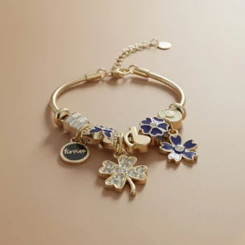 ✨Lot de 6 Couleurs Mélangées (2,80€ Pièce) : Bracelet Charm's Tendance "Porte-Bonheur & Éternité" - Acier Inoxydable 🍀💖 – Image 6