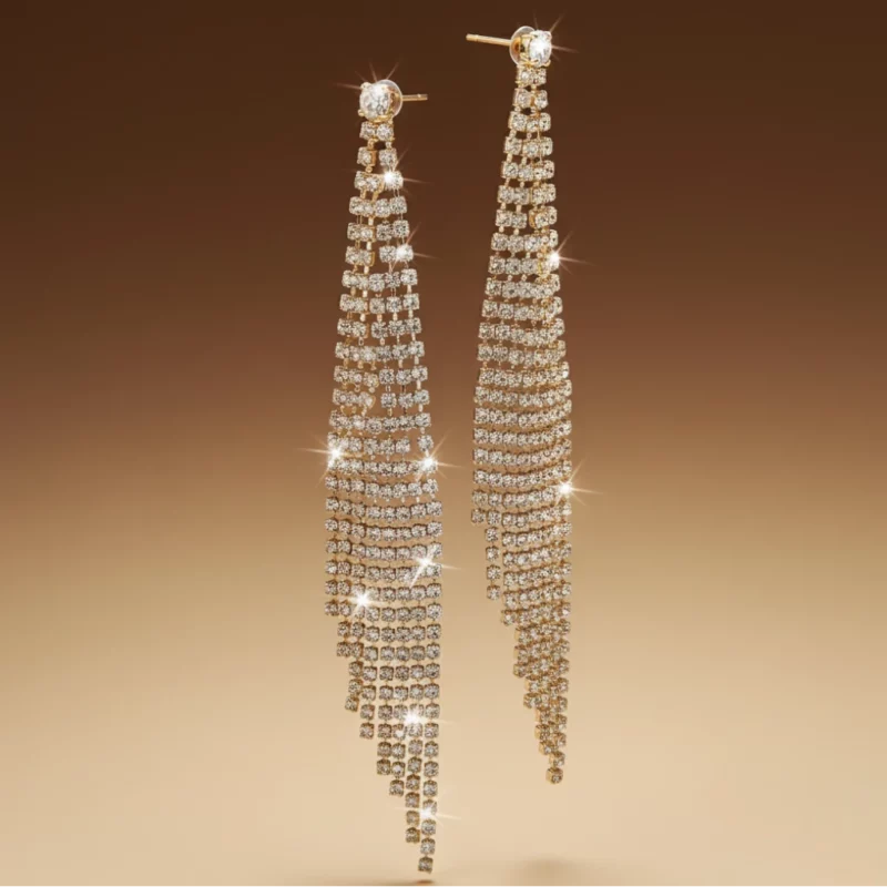 🌟 Boucles d'Oreilles XXL "Cascade de Diamants" - Pendentifs Strass Événementiels 💎✨