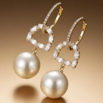 💎 Boucles d'Oreilles Créoles "Demi-Lune Scintillante" & Goutte Nacrée - L'Éclat du Soir ✨🥂
