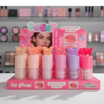 Présentoir de 24 (soit 1,22€ unité) :🦋 Gloss Miel Papillon
