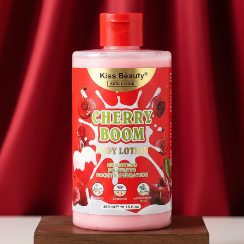 grossiste en ligne de soins et de beauté (8) Lot de 6 (soit 1,88€ l’unité) : Lotion Corporelle CHERRY BOOM Kiss Beauty (300ml)🍒 – Image 1