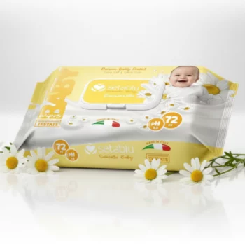 Lot de 3 (1,80€ Pièce) : Paquet de 72 Lingettes Nettoyantes Bébé SETABLU Extra Douces à la Camomille | Anti-irritation