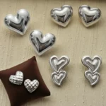 Bon Mélange de 25 (1,90€ la Paire) : Boucles d'oreilles Coeur - Acier Inoxydable Argenté - +ou- 20 modèles différents