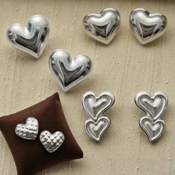 Bon Mélange de 25 (1,90€ la Paire) : Boucles d'oreilles Coeur - Acier Inoxydable Argenté - +ou- 20 modèles différents