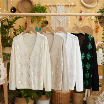 Lot de 6 (10,90€ Pièce) : Veste en maille à paillettes - Mélange de couleurs - Qualité Supérieure – Image 2
