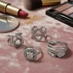 Mélange de 12 (1,90€ Pièce) : Bague ajustable Argentée Prémium - Mélange Strass – Acier Inoxydable