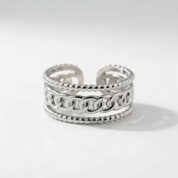 Lot de 50 Bagues (2,30€ Pièce) : Bague Ajustable Argenté Qualité Luxe*** - Mélange ± 25 Différentes – Acier Inoxydable – Image 4