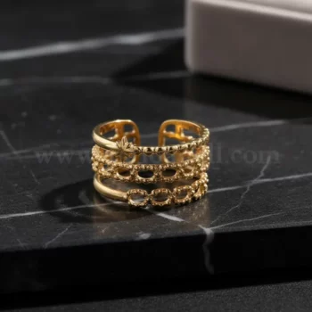 Lot de 50 Bagues (2,30€ Pièce) : Bague Ajustable Doré Qualité Luxe*** - Mélange ± 25 Différentes – Acier Inoxydable – Image 4