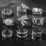 Lot de 50 Bagues (1,80€ Pièce) : Bague Ajustable Argenté Qualité N°1- Mélange ± 30 Différentes – Acier Inoxydable