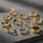 Lot de 100 Bagues (1,70€ Pièce) : Bague Ajustable Doré Qualité N°1- Mélange ± 30 Différentes – Acier Inoxydable