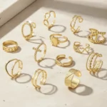 Lot de 50 Bagues (1,80€ Pièce) : Bague Ajustable Doré Qualité N°1- Mélange ± 30 Différentes – Acier Inoxydable