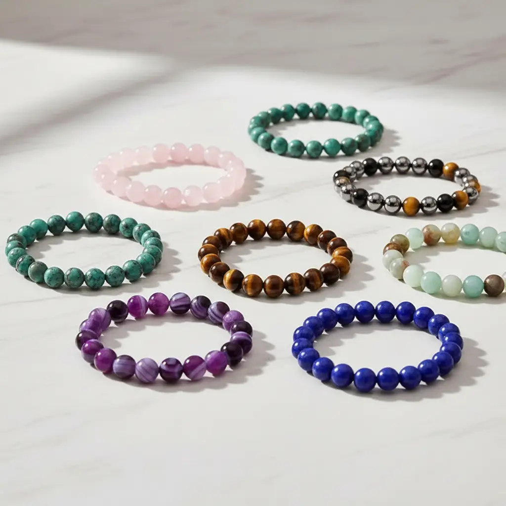 lot de bijoux perle en gros (2) Lot de 50 Bracelets (1,40€ Pièce) : Bracelet Élastique – Qualité Supérieure *** - +ou- 30 Couleurs Différentes – Image 1