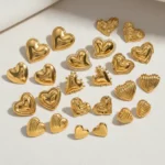 Bon Mélange de 100 (1,70€ la Paire) : Boucles d'oreilles Coeur - Acier Inoxydable Doré - +ou- 20 modèles différents