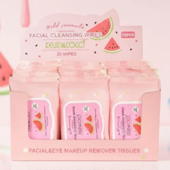 Lot de 12 (1,50€ Pièce) : Lingettes Démaquillantes KEVIN&COCO Pastèque – Rafraîchissement Extrême, Nettoyage Profond ! 🍉🌊