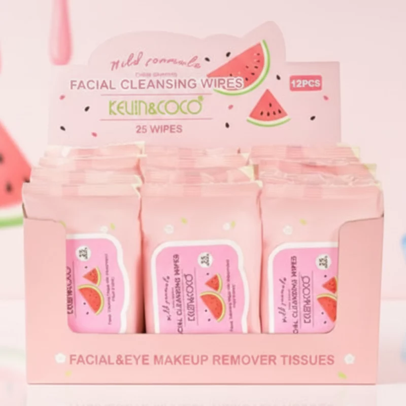 Lot de 12 (1,50€ Pièce) : Lingettes Démaquillantes KEVIN&COCO Pastèque – Rafraîchissement Extrême, Nettoyage Profond ! 🍉🌊