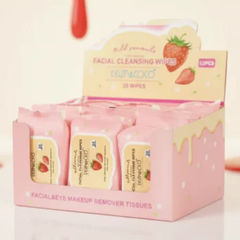 Lot de 12 (1,50€ Pièce) : Lingettes Démaquillantes KEVIN&COCO Fraise – Nettoyage Doux, Parfum Fruité et Zéro Résidu ! 🍓🎀