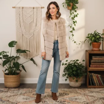 🧥Gilet Sans Manches en Fausse Fourrure - BEIGE - Qualité Supérieure