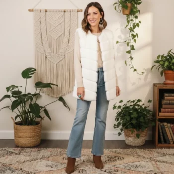 🧥Gilet Sans Manches en Fausse Fourrure - BEIGE - Qualité Supérieure – Image 4