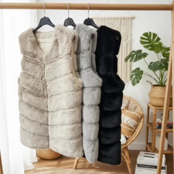 🧥Gilet Sans Manches en Fausse Fourrure - BEIGE - Qualité Supérieure – Image 2