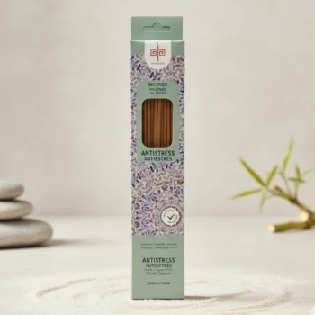 Présentoir de 6 Boîtes de 20 Encens (0,38€ la Boite de 20 ) : Sticks d'encens GARANTI SANS BENZÈNE - "Antistress"
