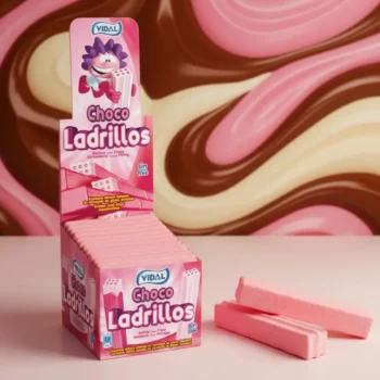 Nuages en forme de brique - Couverture croustillante goût Fraise (Boîte 855g – 75 Bonbons) - Origine Espagne