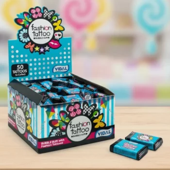 Chewing-gums FASHION TATTOO (Fraise) - Boîtier 200 Pcs - Origine Espagne