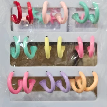 Présentoir de 12 paires (soit 0,79€ la paire) : Boucles d'Oreilles "Créoles Pastel Chic" différents coloris – Image 2