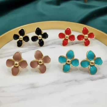Bon Mélange de 24 (1,70€ la Paire) : Boucles d'Oreilles "Éclat Pastel & Doré" Bon Mélange de 4 à 5 Couleurs Par lot