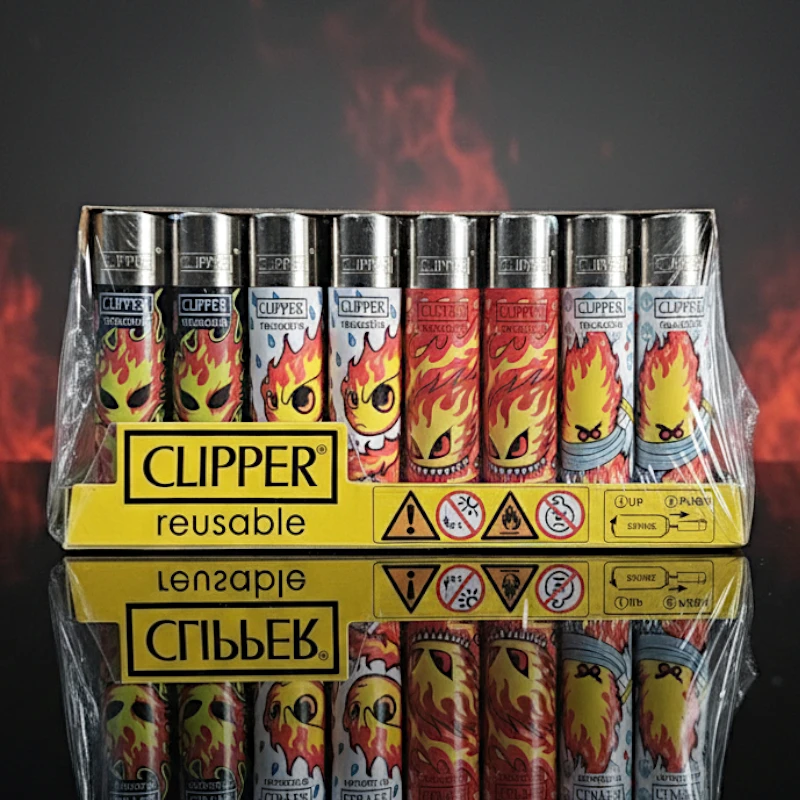 grossiste en briquet (4) Présentoir de 48 (0,67€ Pièce) : Briquets CLIPPER® Réutilisables – Collection Monsters – Image 1