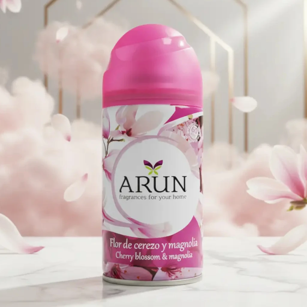 grossiste en spray d'ambiance Arun fleur de cerisiers Lot de 6 (soit 1.35€ l'unité) : Sprays d'Intérieur ARUN – Fleurs de Cerisier & Magnolia (250ml) – Image 1