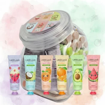 Présentoir Bocal de 36 (soit 0,80€ pièce) : Crèmes Mains LOOK LOOK – Assortiment 6 Parfums