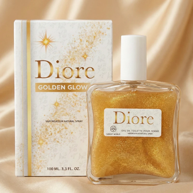 grossiste eau de parfum aquador (1) Eau de Toilette Pailletée "Diore Golden Glow" – Sunset World (100 ml) – Image 1