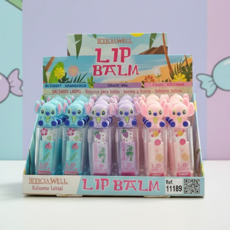 grossiste en baume a lèvres leticia well 11189 (3) Présentoir de 24 (0,90€ Pièce) 🌴 Baumes à Lèvres "Tropical Friends" 3 Parfums - Leticia Well – Image 1