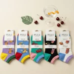 Lot de 10 Paires (1€ Pièce) : Chaussettes Haut de Gamme Femme "Collection MULU" COCKTAIL & FRUITS - 98% coton