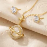 Parure de Bijoux Prestige – Collier & Boucles d'Oreilles en Acier Inoxydable