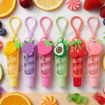 Lot de 6 (soit 1,65€ l'unité) : Gloss Porte-clés Fruités Kevin & Coco